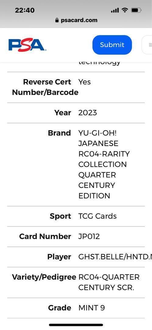 PSA 9 Yu-Gi-Oh Ghost Belle & Haunted Mansion — Japanese