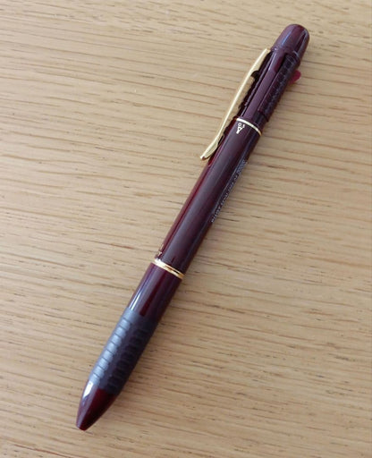 Pilot Multi-function Pen 2+1 Midy model BKHM-200R-DR in dark red with black and red ballpoint ink