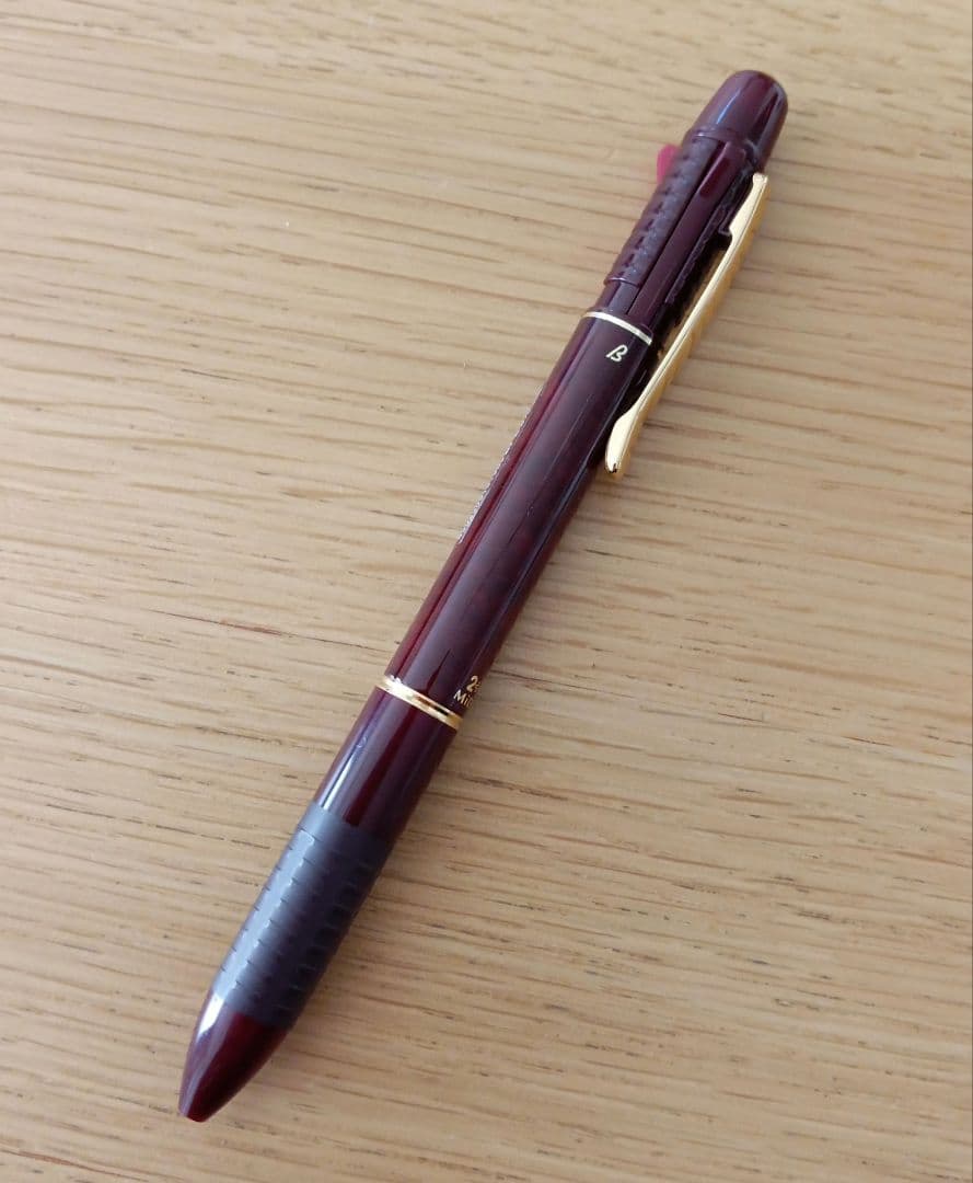 Pilot Multi-function Pen 2+1 Midy model BKHM-200R-DR in dark red with black and red ballpoint ink
