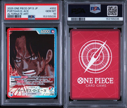 PSA 10 One Piece Portgas D. Ace L — OP13-002 — Japanese