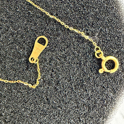 agete K18 gold necklace featuring a single 0.03ct diamond with dedicated box