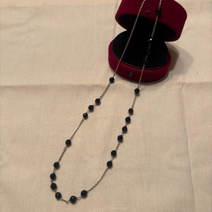 Agete necklace in gold plated sterling silver with onyx stone and two types of adjustable chains