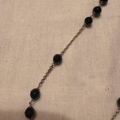 Agete necklace in gold plated sterling silver with onyx stone and two types of adjustable chains