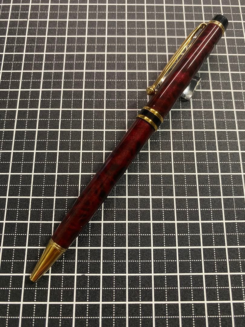 PILOT GANCE Black and Red Marble Ballpoint Pen with black ink shown on white background