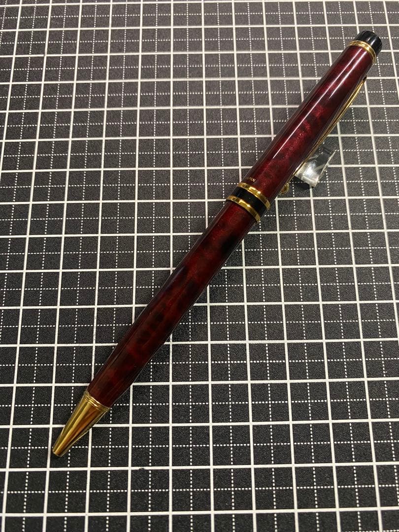 PILOT GANCE Black and Red Marble Ballpoint Pen with black ink shown on white background