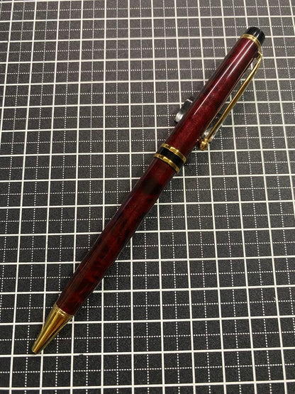 PILOT GANCE Black and Red Marble Ballpoint Pen with black ink shown on white background