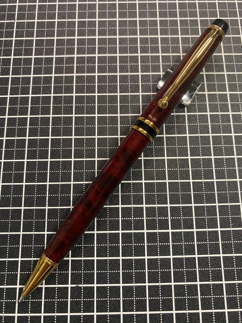 PILOT GANCE Black and Red Marble Ballpoint Pen with black ink shown on white background