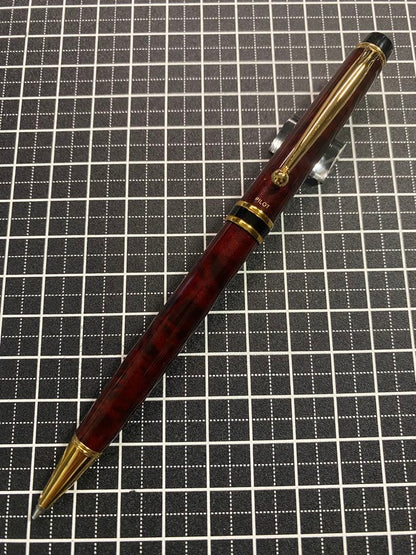 PILOT GANCE Black and Red Marble Ballpoint Pen with black ink shown on white background