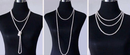 Akoya genuine pearl necklace with 5mm round white pearls measuring 114cm in length