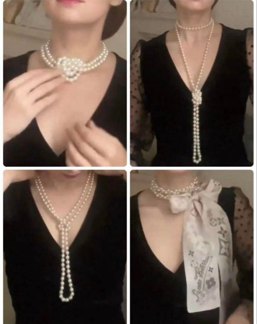 Akoya genuine pearl necklace with 5mm round white pearls measuring 114cm in length