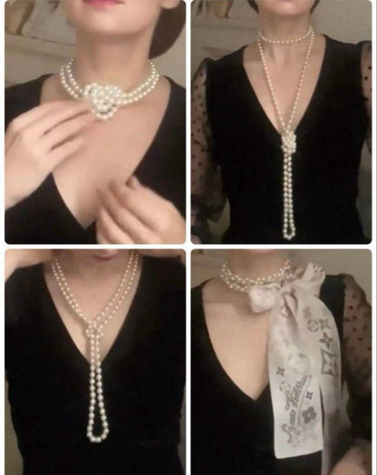 Akoya genuine pearl necklace with 5mm round white pearls measuring 114cm in length