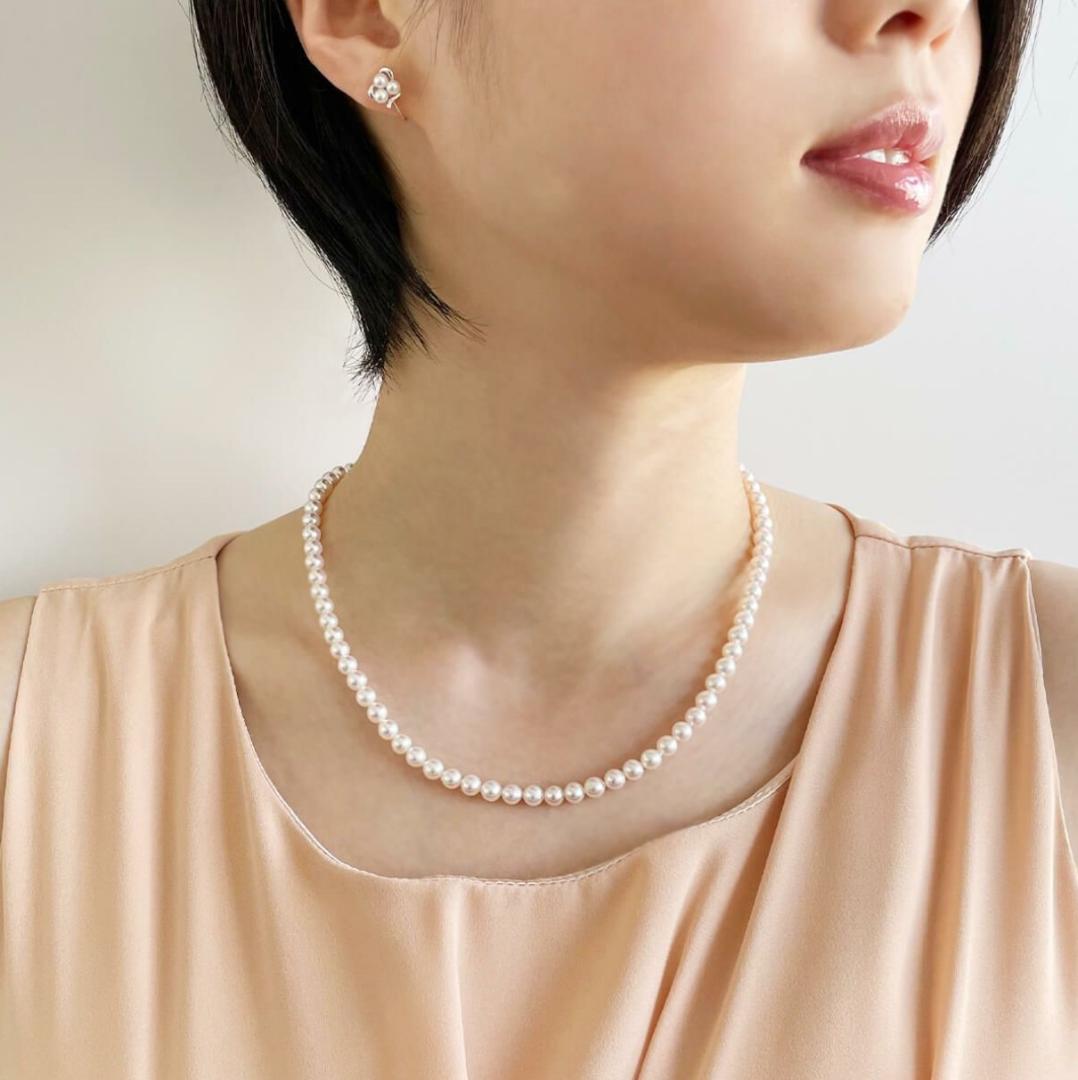 New WSP Baby Pearl Necklace with 5 mm white round Akoya pearls
