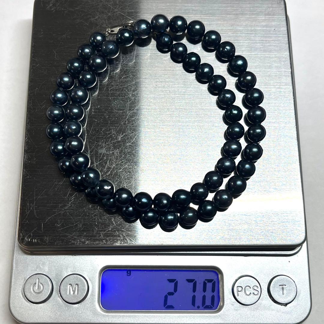 Akoya Pearl black pearl necklace and matching earrings set with pearls sized 6.5-7.0mm and 43cm necklace length