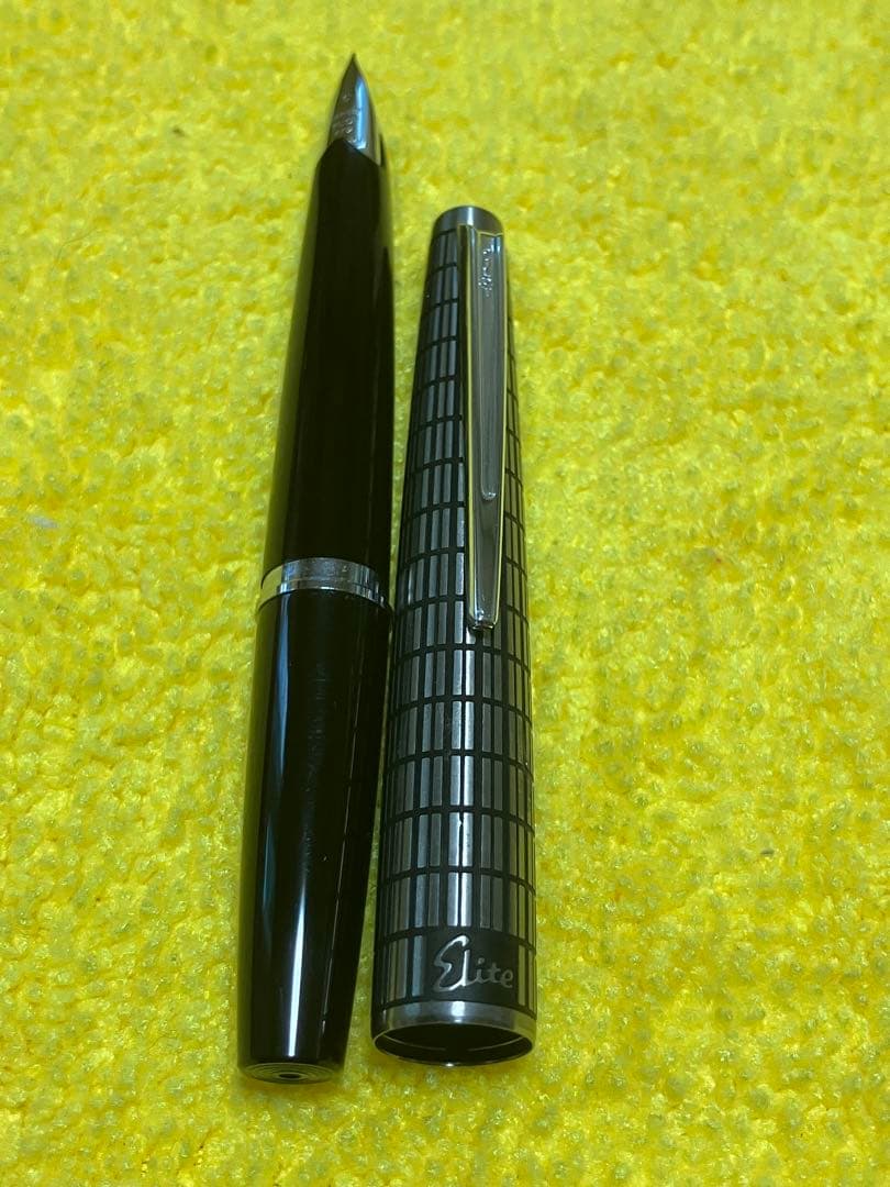 Pilot Elite fountain pen and mechanical pencil set with half-grid engraving and 14K gold fine nib