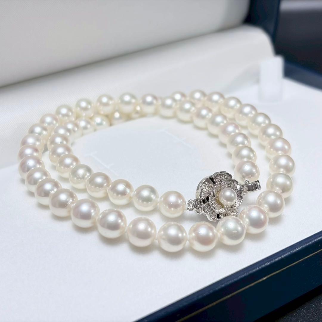 Akoya pearl genuine pearl necklace with 7.0-7.5mm pearls approximately 43cm long