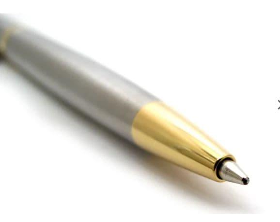 Waterman mechanical pencil with thin stainless steel body and 23 Karat gold plated clip and ring