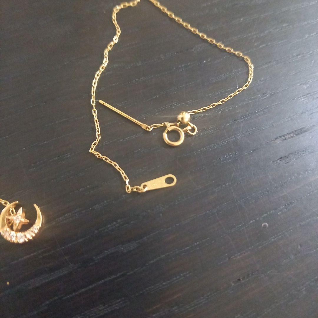 Agete Necklace 3way K10 gold with moon and star motifs on adjustable chain
