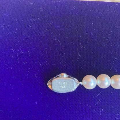Akoya genuine pearl necklace and matching earrings set in silver white gold with 7-7.5mm pearls