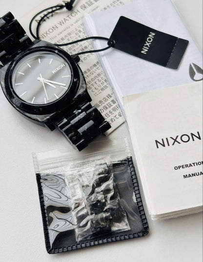 NIXON Time Teller All Black Marble II Quartz Men's Watch — Japanese