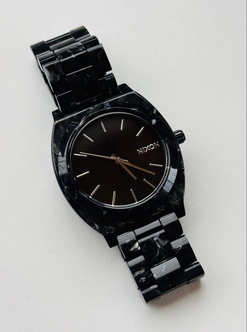 NIXON Time Teller All Black Marble II Quartz Men's Watch — Japanese