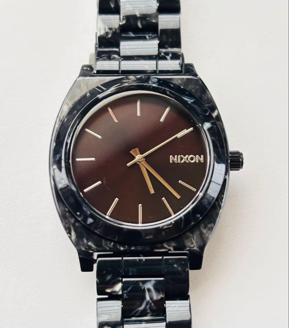 NIXON Time Teller All Black Marble II Quartz Men's Watch — Japanese