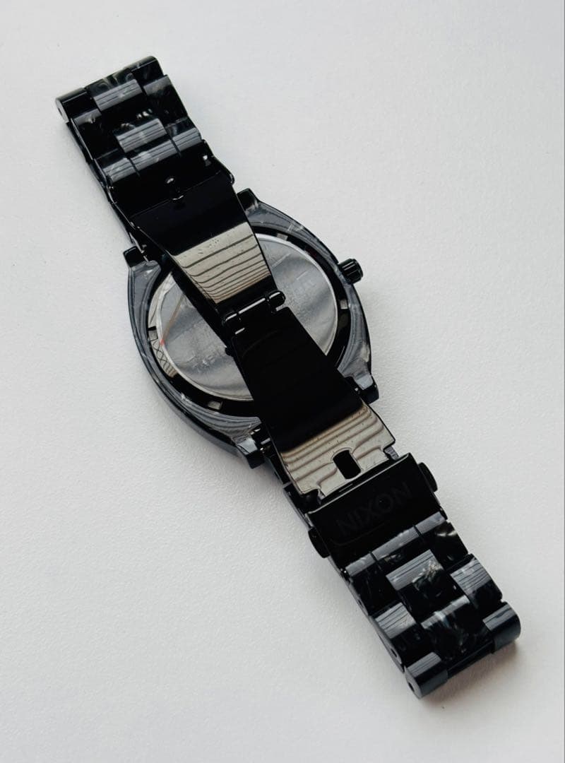 NIXON Time Teller All Black Marble II Quartz Men's Watch — Japanese