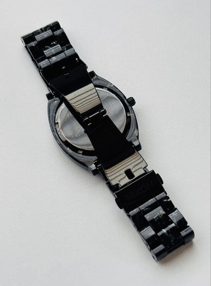 NIXON Time Teller All Black Marble II Quartz Men's Watch — Japanese