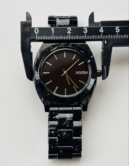 NIXON Time Teller All Black Marble II Quartz Men's Watch — Japanese