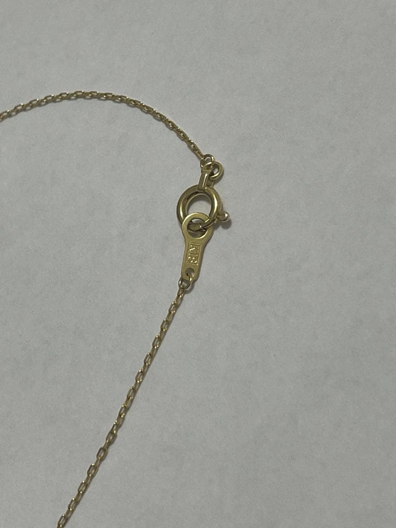 agete K18 gold necklace with 5 diamonds totaling 0.16 carats, 42 cm length adjustable to 38 cm