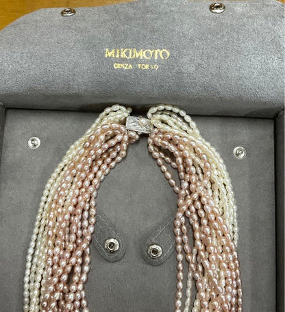 Kuro Pearls 16-strand freshwater pearl necklace with pink white K14WG clasp, approximately 60 cm long