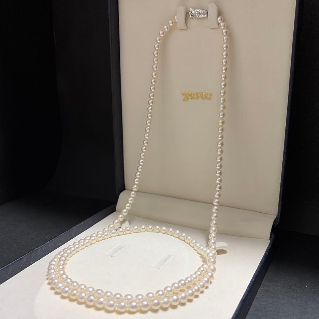 TASAKI Akoya pearl long necklace featuring 6.0mm pearls with strong luster on a 96cm strand