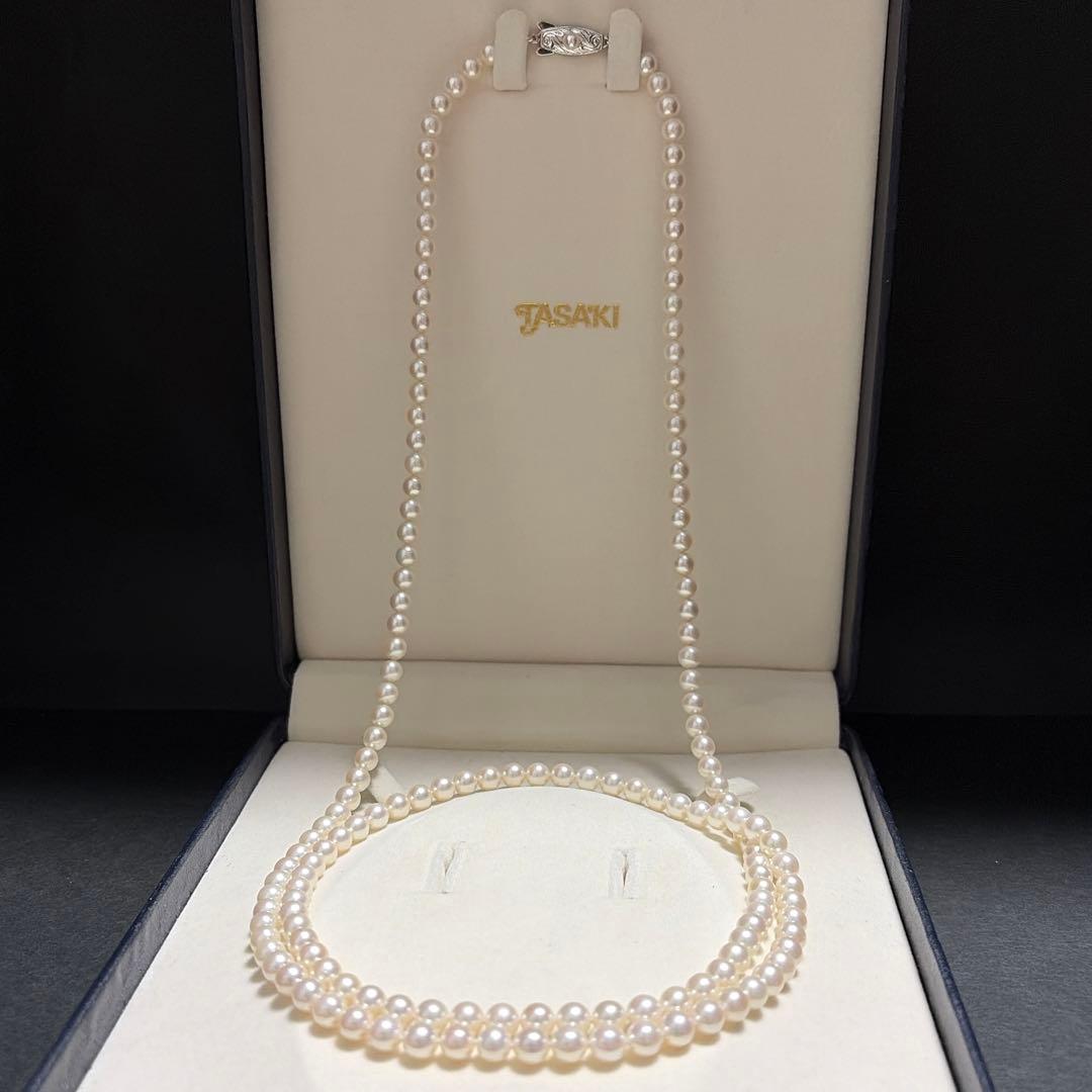 TASAKI Akoya pearl long necklace featuring 6.0mm pearls with strong luster on a 96cm strand