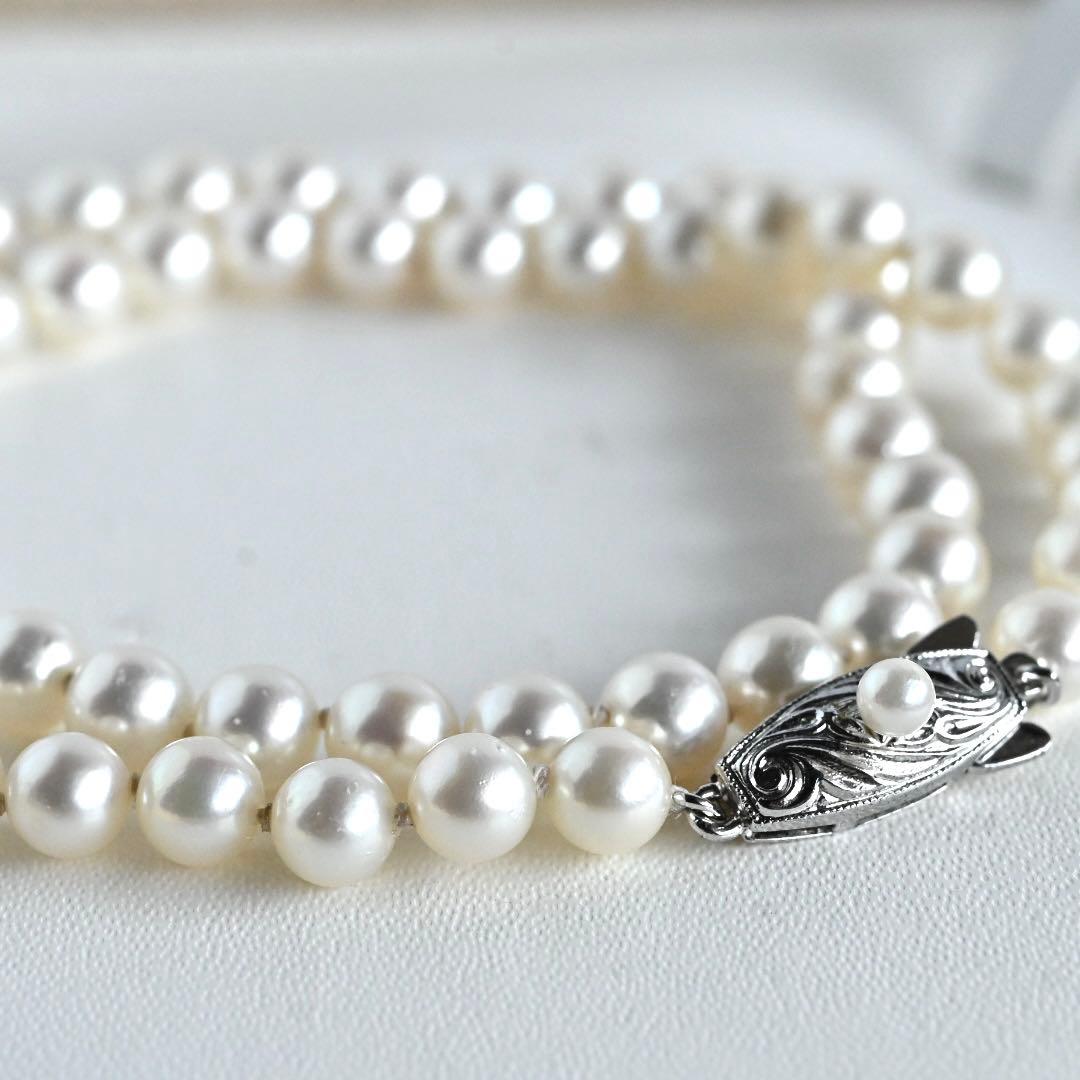 Tasaki Akoya pearl necklace with 6.5mm round pearls and silver clasp, 40cm length