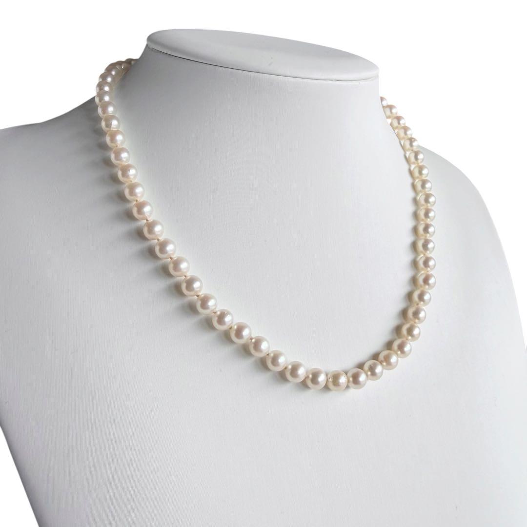 Tasaki Akoya pearl necklace with 6.5mm round pearls and silver clasp, 40cm length