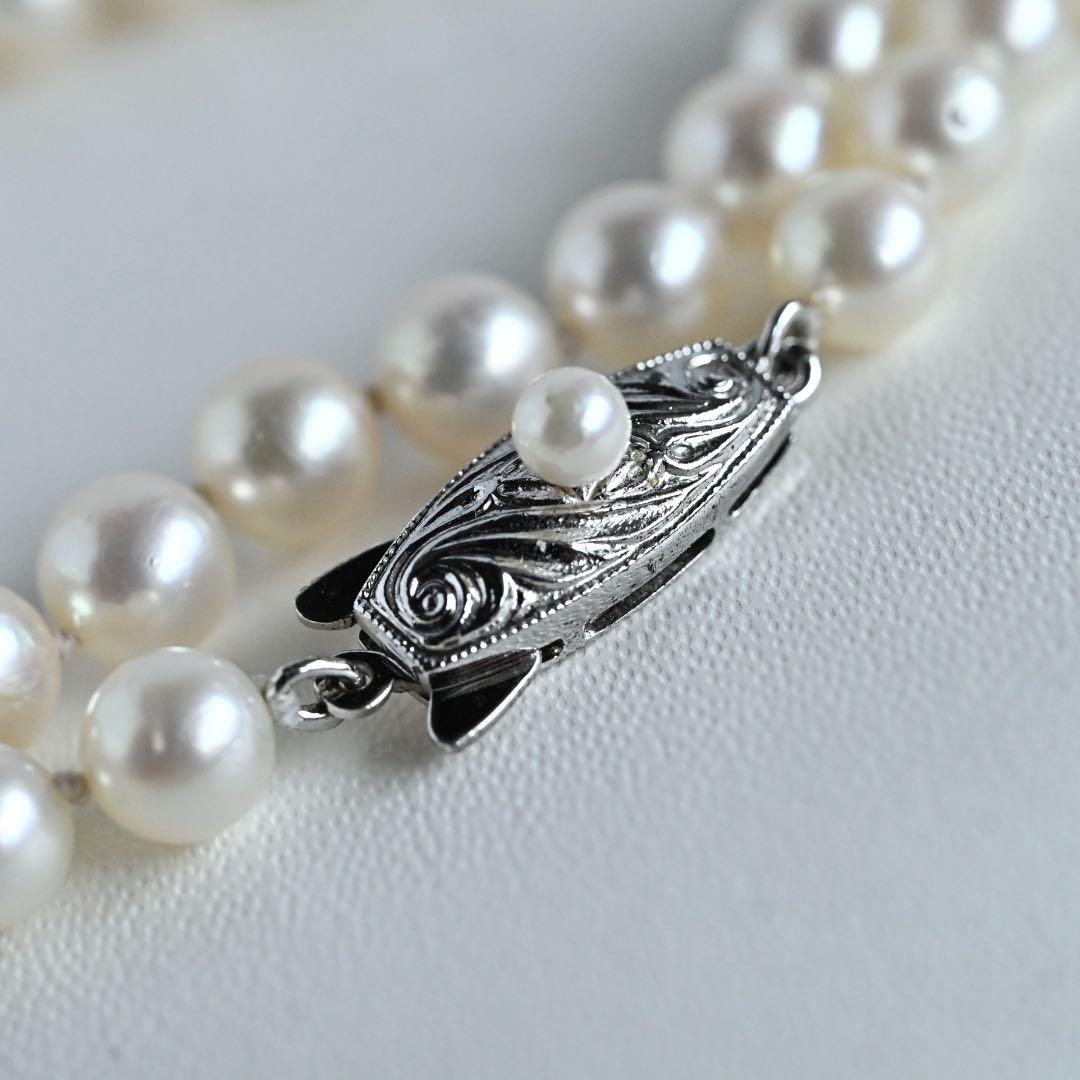 Tasaki Akoya pearl necklace with 6.5mm round pearls and silver clasp, 40cm length