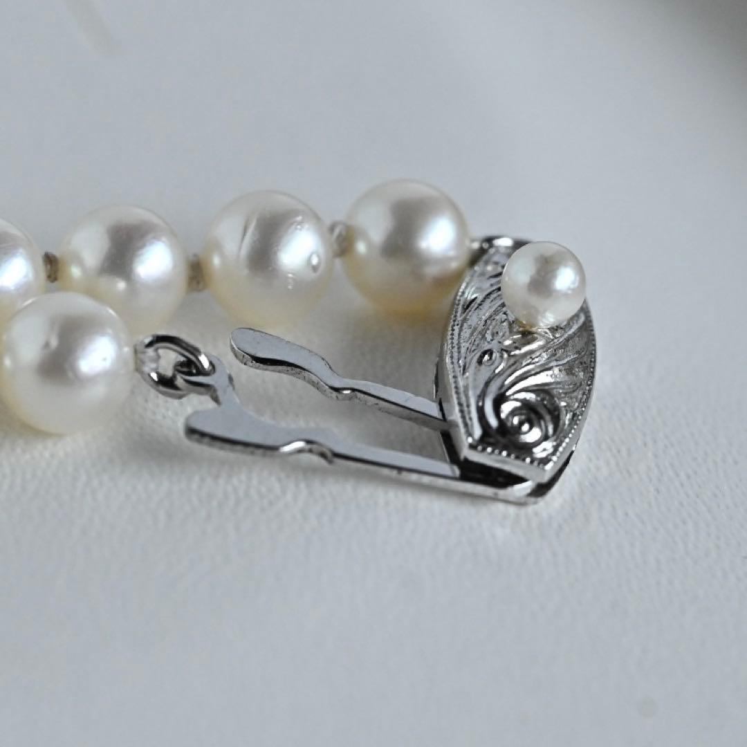 Tasaki Akoya pearl necklace with 6.5mm round pearls and silver clasp, 40cm length