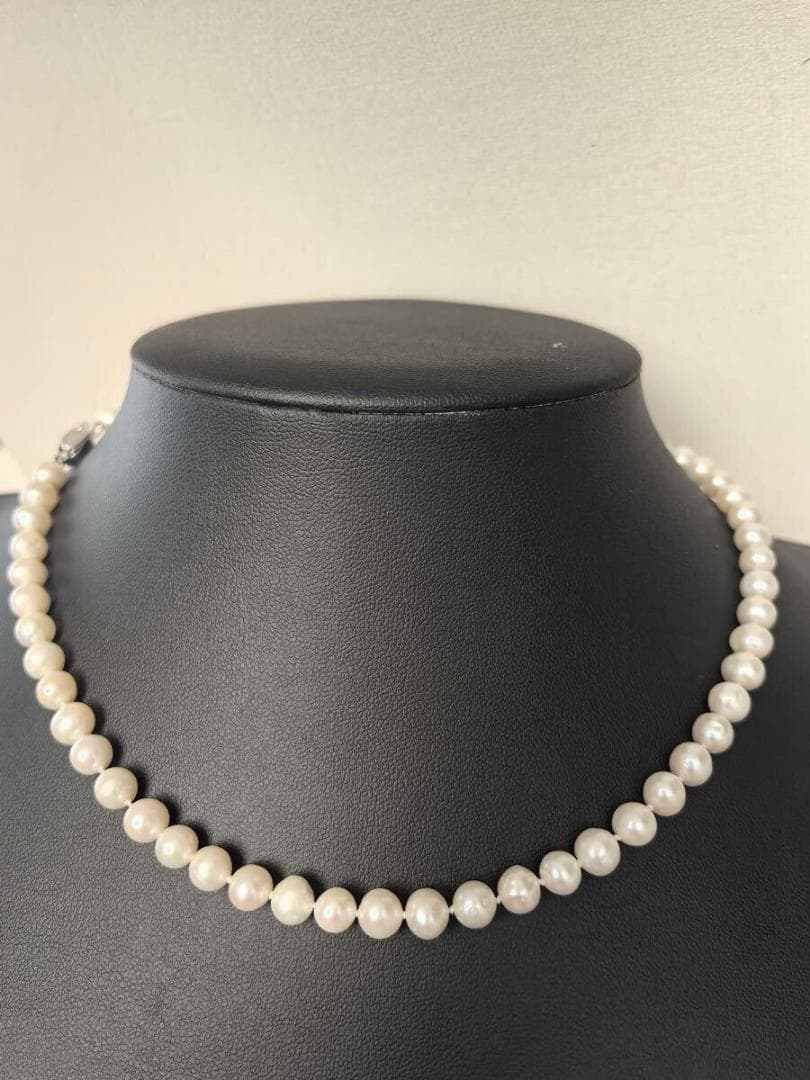 Akoya pearl necklace with 6-6.5mm luminous pearls on a 43cm S925 silver all knot chain