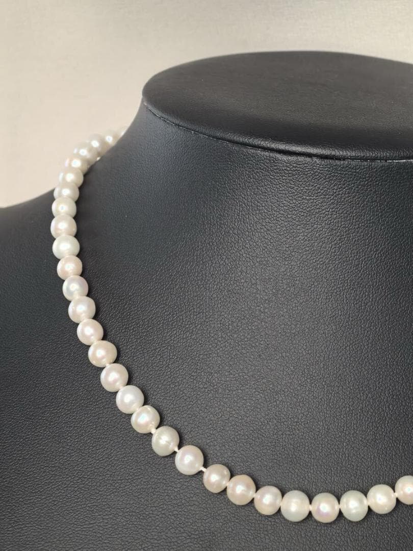 Akoya pearl necklace with 6-6.5mm luminous pearls on a 43cm S925 silver all knot chain