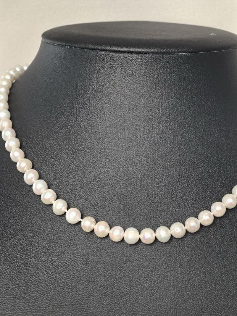Akoya pearl necklace with 6-6.5mm luminous pearls on a 43cm S925 silver all knot chain
