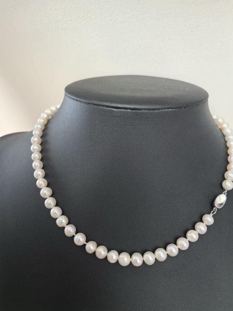 Akoya pearl necklace with 6-6.5mm luminous pearls on a 43cm S925 silver all knot chain