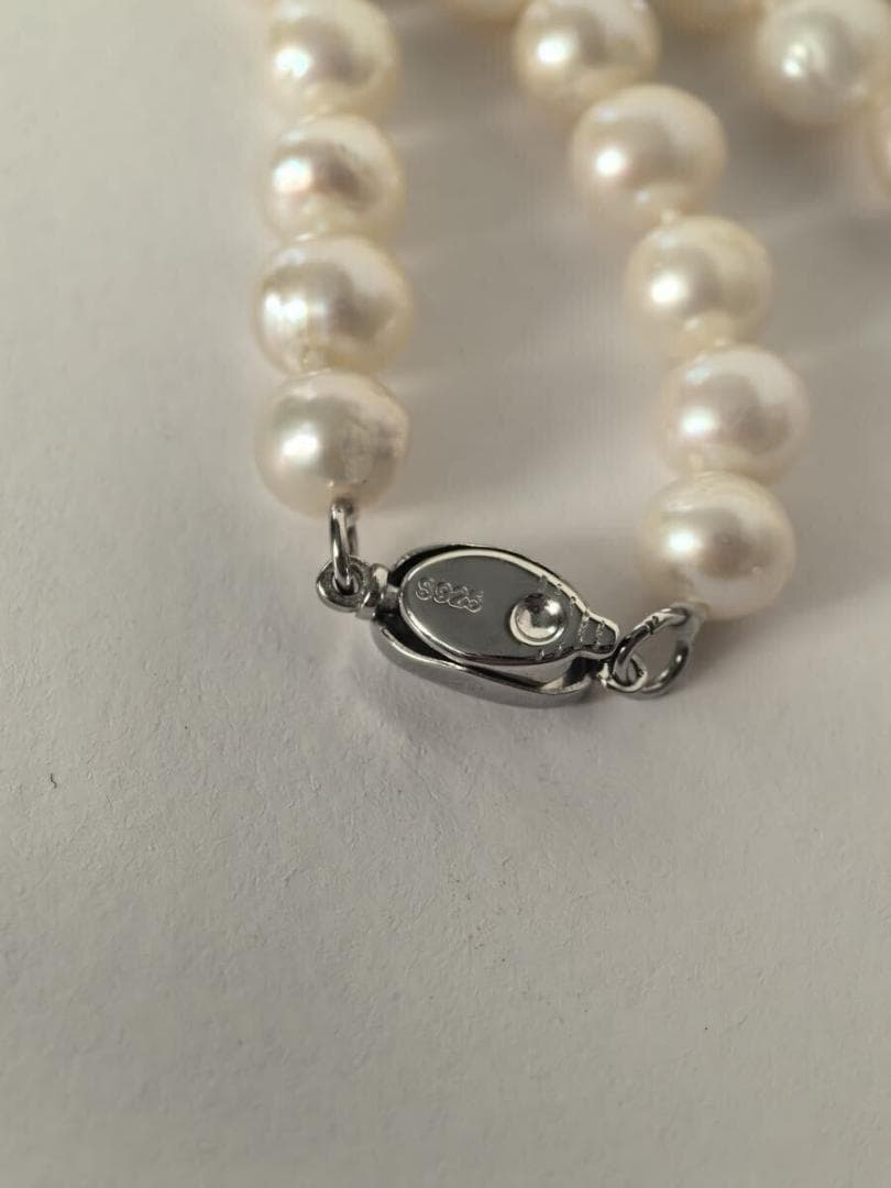 Akoya pearl necklace with 6-6.5mm luminous pearls on a 43cm S925 silver all knot chain