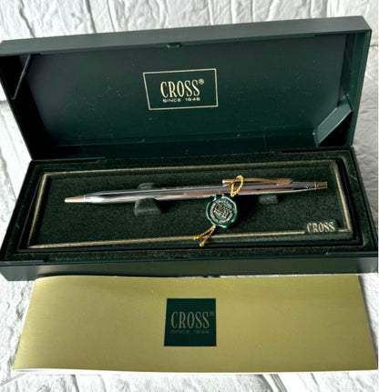Cross New Silver and Gold Ballpoint Pen with black ink in an elegant gift box