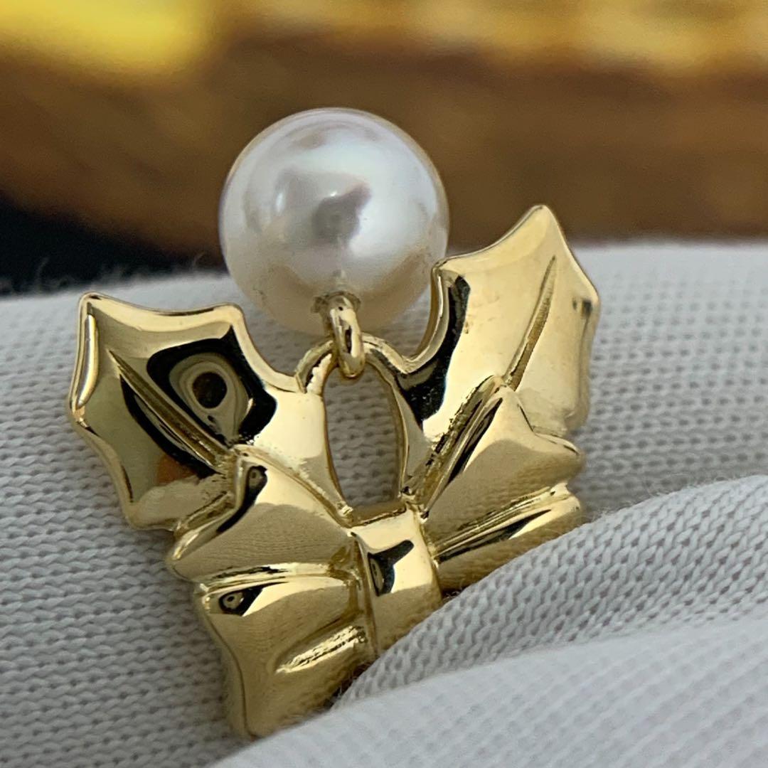 Mikimoto K18YG Akoya Pearl Pendant Top with 4.9mm round pearl and yellow gold setting