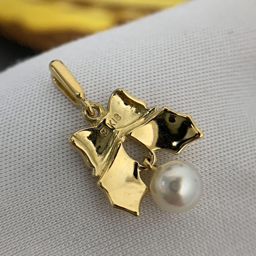 Mikimoto K18YG Akoya Pearl Pendant Top with 4.9mm round pearl and yellow gold setting