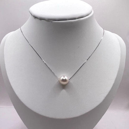 Akoya pearl 8.5mm seamless necklace with s925 rhodium-plated white chain, 42cm length