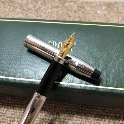 CROSS Century II fountain pen in black with silver trim, converter, and original box