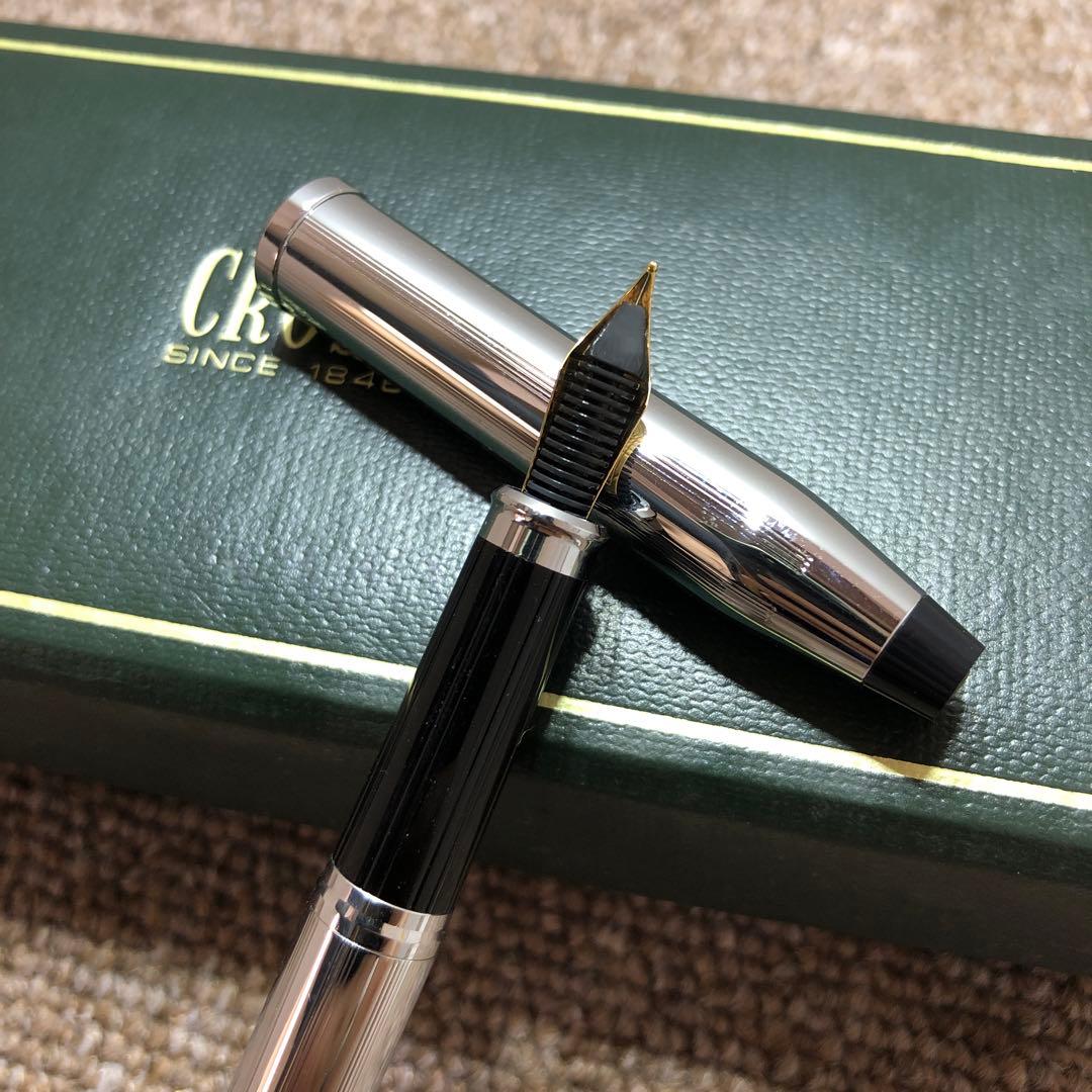 CROSS Century II fountain pen in black with silver trim, converter, and original box