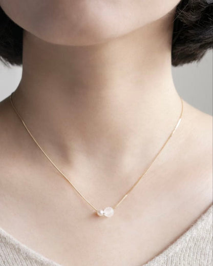 Hario Lampwork Factory Necklace featuring snow pearl and 6mm glass on a 450mm chain