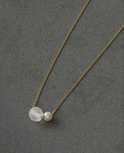 Hario Lampwork Factory Necklace featuring snow pearl and 6mm glass on a 450mm chain