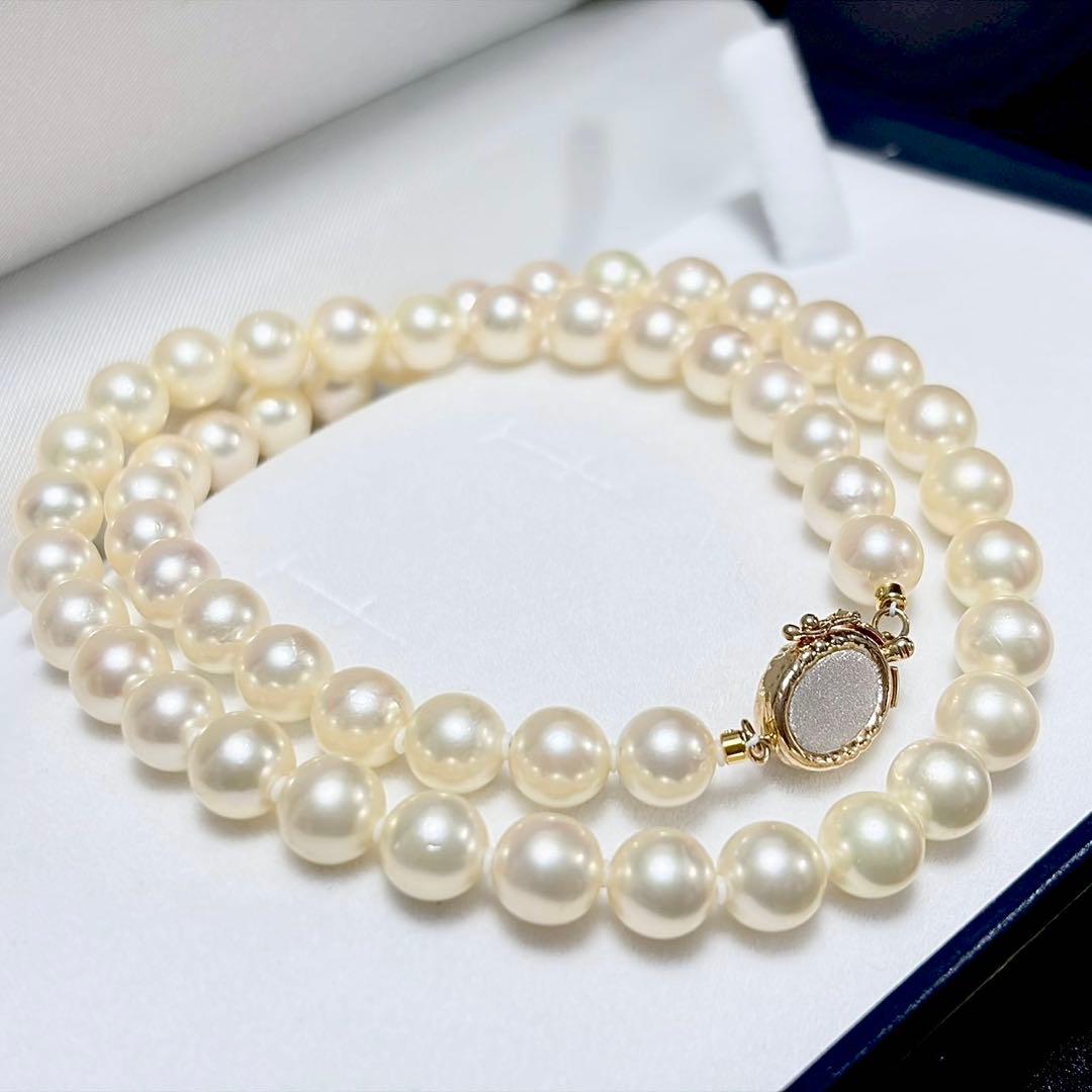 Akoya Pearl genuine pearl necklace 42cm length featuring 7.6-7.8mm round pearls